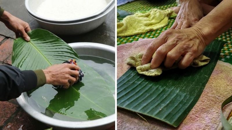 Cách sơ chế lá để gói bánh chưng không cần khuôn Cách sơ chế lá để gói bánh chưng không cần khuôn