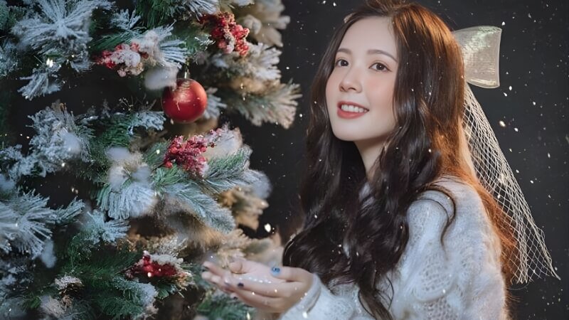 Chụp ảnh Noel với tuyết giả Chụp ảnh Noel với tuyết giả