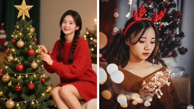 Chụp ảnh Noel với đèn LED Chụp ảnh Noel với đèn LED