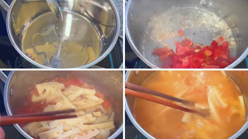 Xào măng và nấu nước dùng