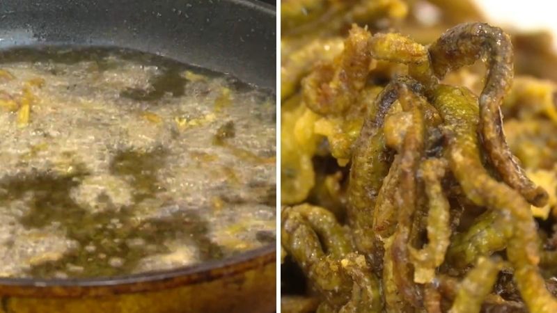Bước 3: Chiên và rang rươi với muối