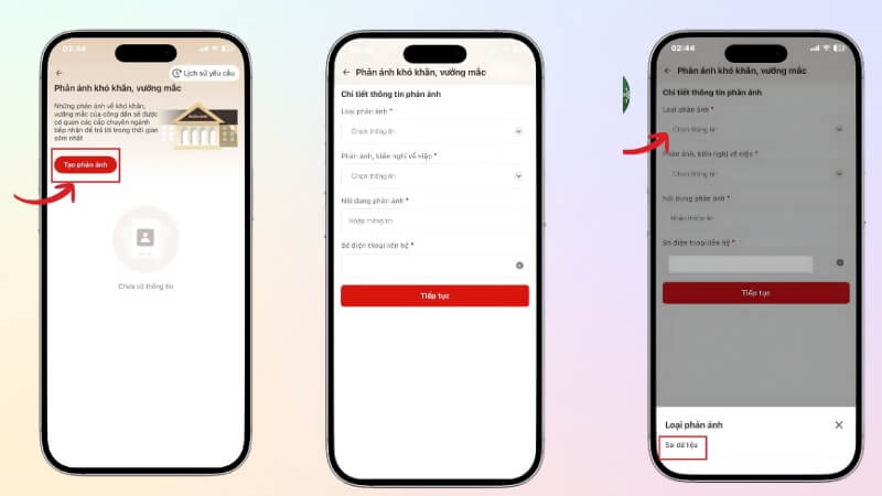 Nhấn “Tạo phản ánh” để bắt đầu quá trình Nhấn “Tạo phản ánh” để bắt đầu quá trình