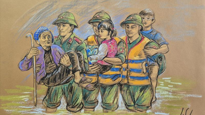 Chú bộ đội giúp dân gặt lúa, chống bão 10 Chú bộ đội giúp dân gặt lúa, chống bão 10