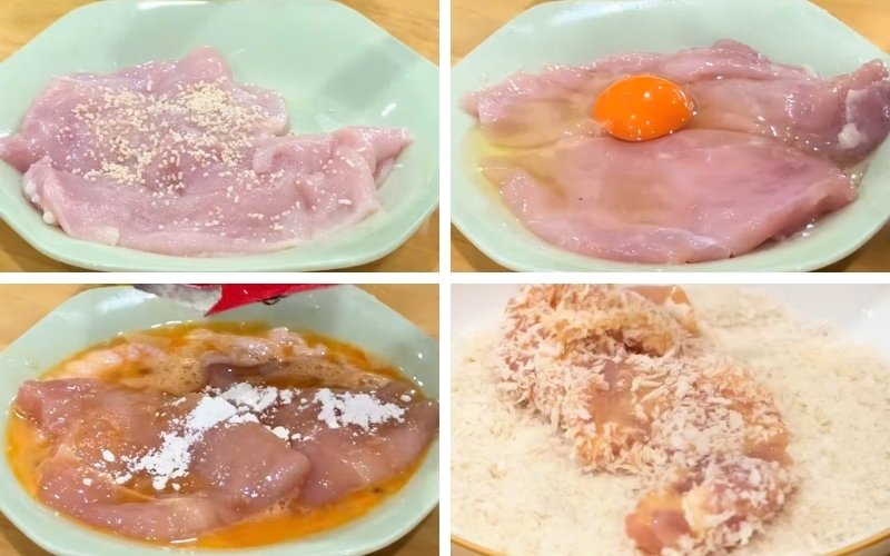 Ướp gà đều gia vị và trứng giúp bột chiên bám chắc Ướp gà đều gia vị và trứng giúp bột chiên bám chắc