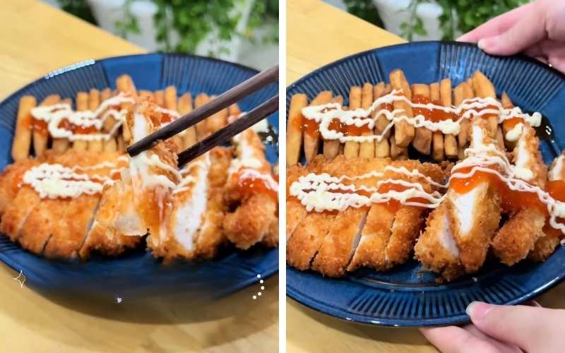 Gà giòn vàng rụm ăn kèm khoai tây chiên giòn thơm ngon Gà giòn vàng rụm ăn kèm khoai tây chiên giòn thơm ngon