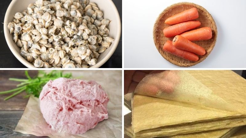Nguyên liệu làm món ram hến Nguyên liệu làm món ram hến