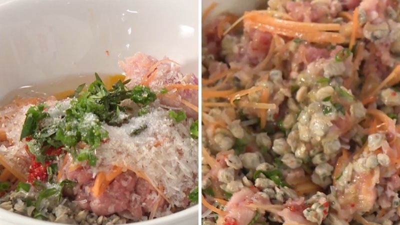 Bước 2: Trộn và ướp nhân ram hến Bước 2: Trộn và ướp nhân ram hến