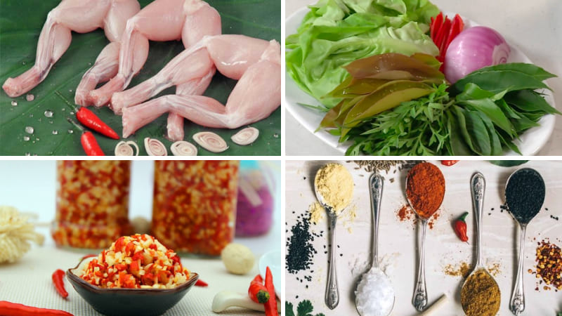 Nguyên liệu làm gỏi ếch rau rừng Nguyên liệu làm gỏi ếch rau rừng