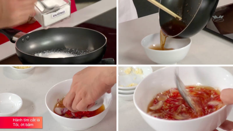 Bước 2: Chuẩn bị phần nước mắm trộn gỏi Bước 2: Chuẩn bị phần nước mắm trộn gỏi