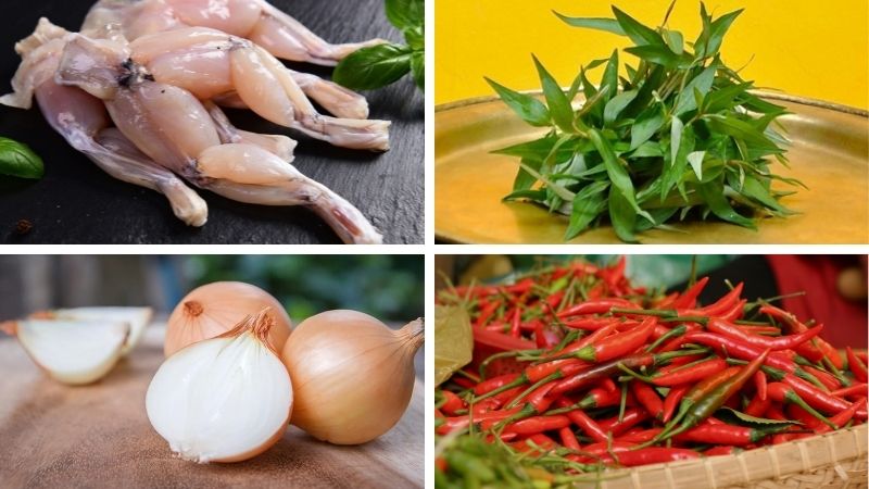 Nguyên liệu làm ếch kho rau răm