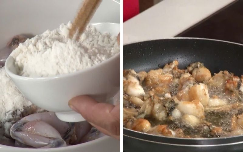 Chiên thịt ếch vàng giòn bên ngoài, mềm ngọt bên trong