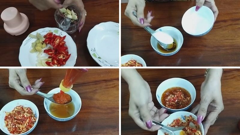 Bước 4: Pha nước trộn gân kiệu Bước 4: Pha nước trộn gân kiệu