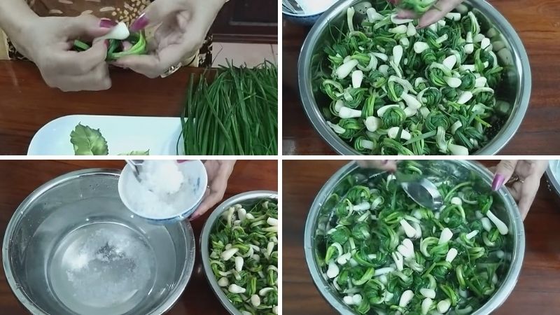 Bước 2: Sơ chế củ kiệu Bước 2: Sơ chế củ kiệu