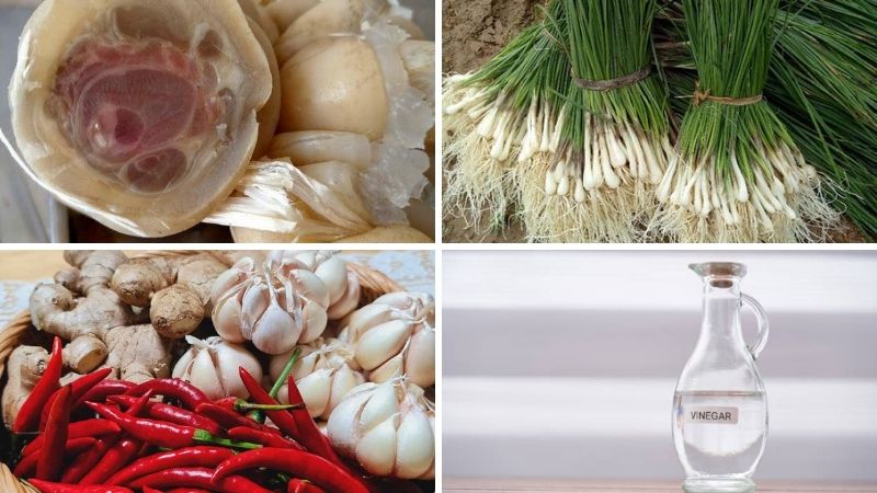 Nguyên liệu làm món gân kiệu Huế Nguyên liệu làm món gân kiệu Huế