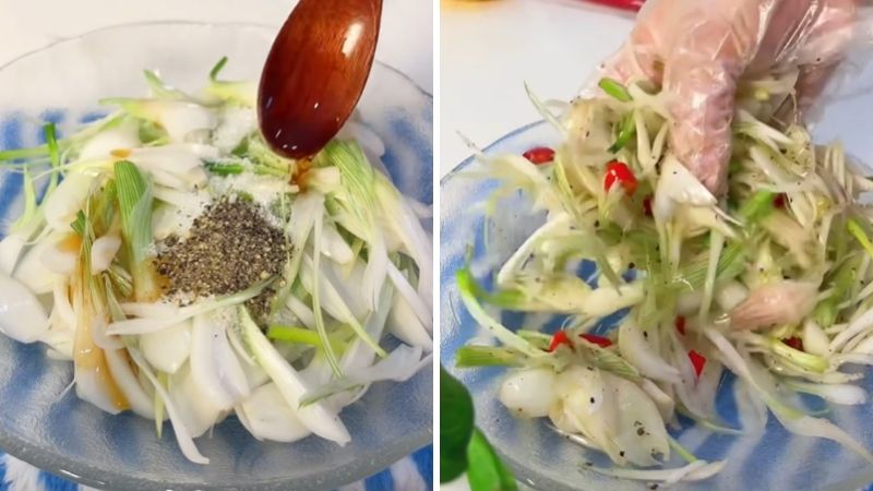 Bước 2: Muối củ hành Bước 2: Muối củ hành