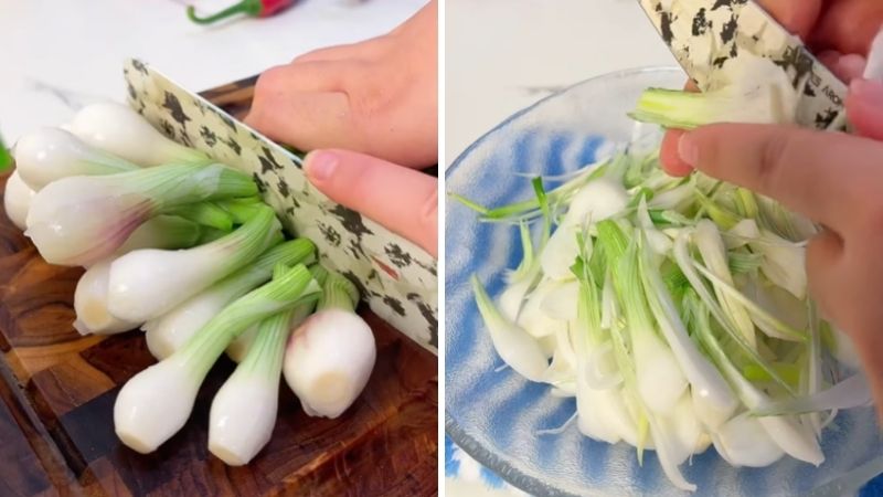 Bước 1: Sơ chế củ hành Bước 1: Sơ chế củ hành