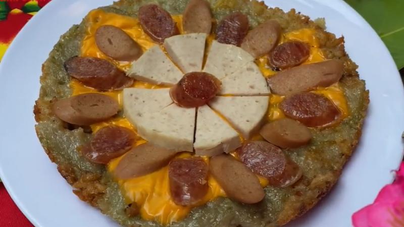 Pizza bánh chưng phô mai Pizza bánh chưng phô mai