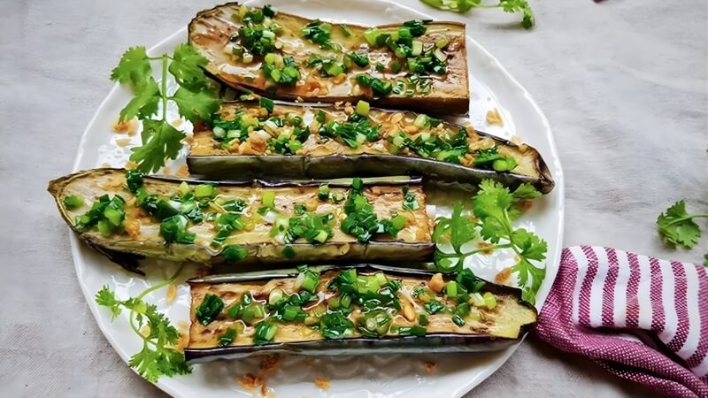 Cà tím nướng mỡ hành Cà tím nướng mỡ hành