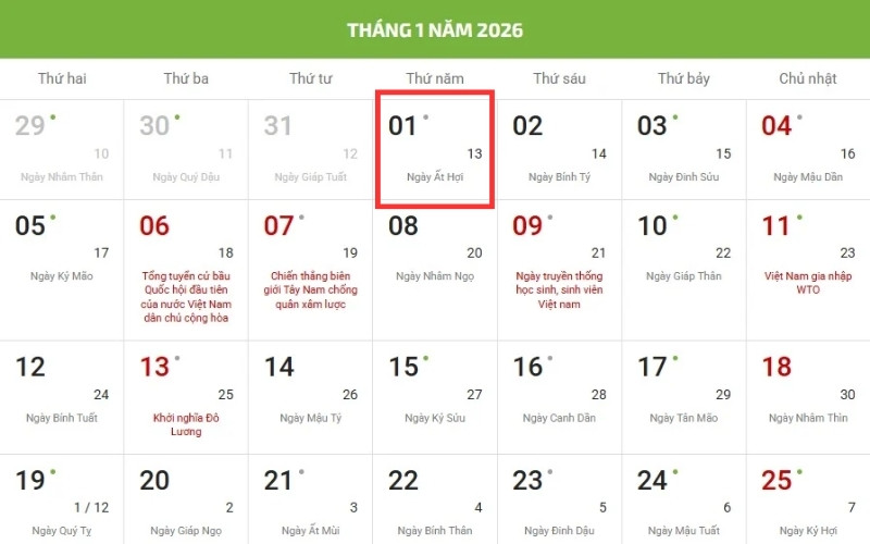 Tết Dương lịch 2026 là ngày nghỉ lễ chính thức trên toàn quốc Tết Dương lịch 2026 là ngày nghỉ lễ chính thức trên toàn quốc