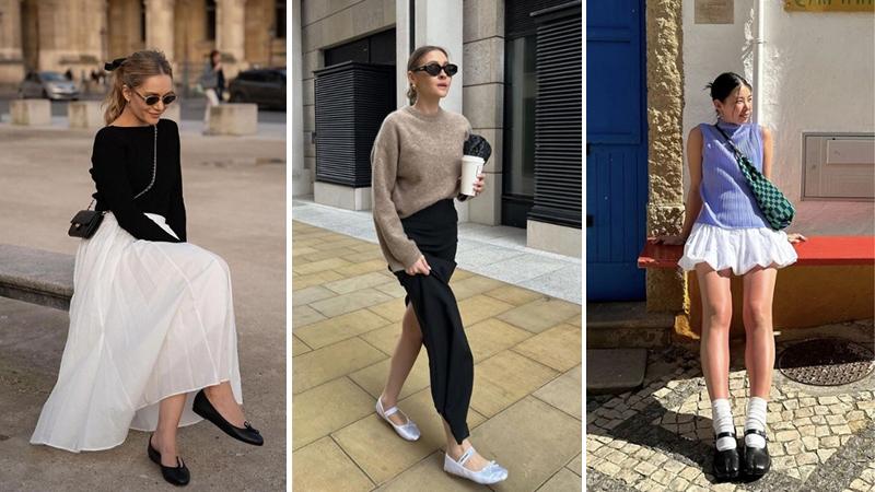 Cách phối đồ với giày ballet sneaker Cách phối đồ với giày ballet sneaker