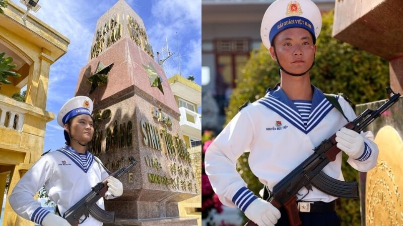 Người lính trong ca trực ngoài trời.