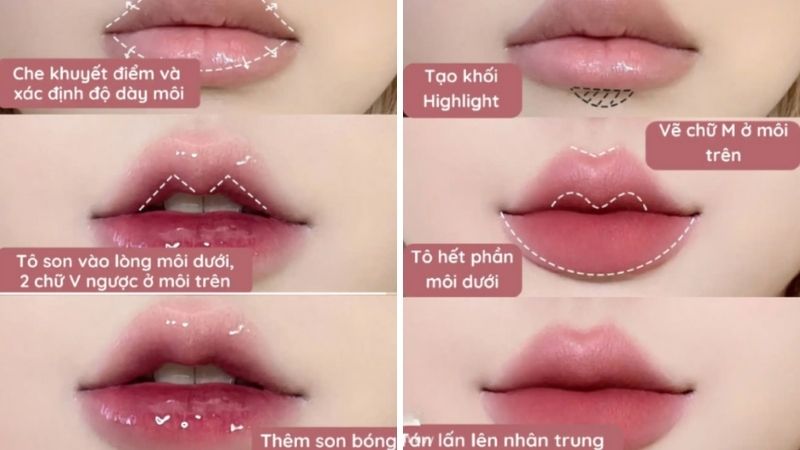Các bước đánh son môi anh đào và môi đầy đặn