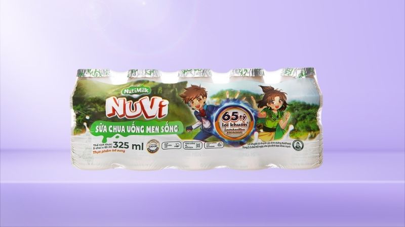 Lốc 5 chai sữa chua uống men sống có đường NutiFood 65ml