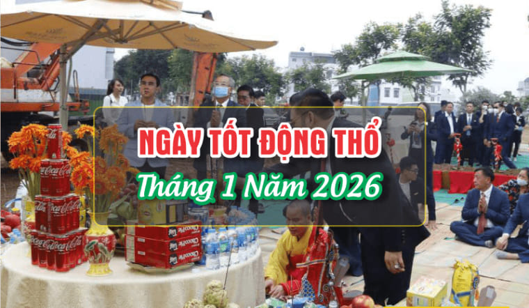 Bảng tổng hợp các ngày hoàng đạo động thổ tháng 1/2026 Bảng tổng hợp các ngày hoàng đạo động thổ tháng 1/2026