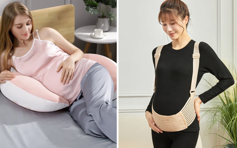 Sử dụng đai hỗ trợ lưng và gối bầu chuyên dụng