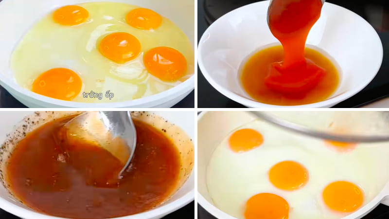 Bước 1: Chiên trứng sốt mắm