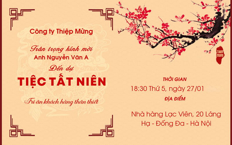 Nội dung cần có trong lời mời tất niên cuối năm