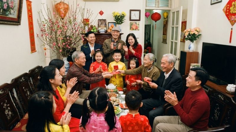 Thăm hỏi họ hàng, chúc Tết ông bà
