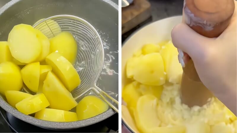 Bước 2: Luộc và làm nhuyễn khoai tây