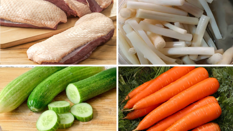 Nguyên liệu làm nộm vịt ngó sen