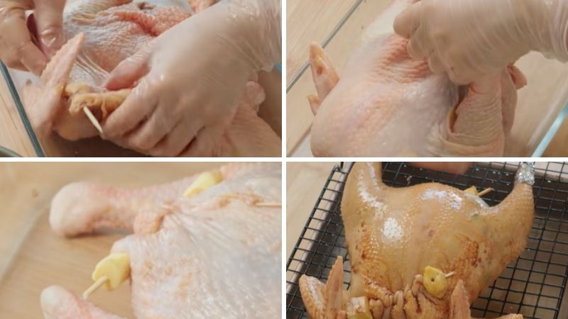 Bước 3: Nhồi xôi vào bụng gà