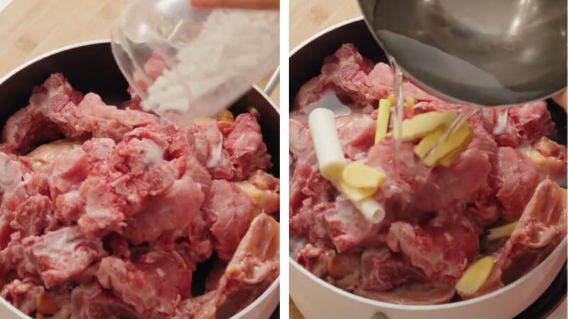 Hầm xương để chuẩn bị phần nước vân ám Hầm xương để chuẩn bị phần nước vân ám