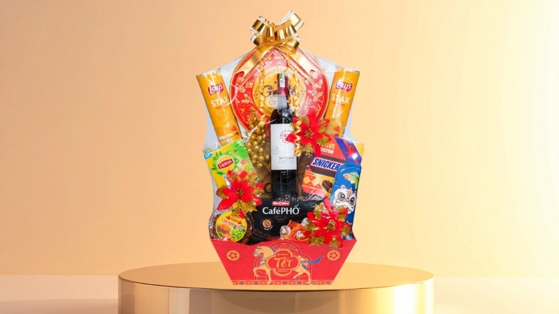 Giỏ quà Tết Bách hóa XANH là đa dạng, thiết kế đẹp mắt và mức giá linh hoạt