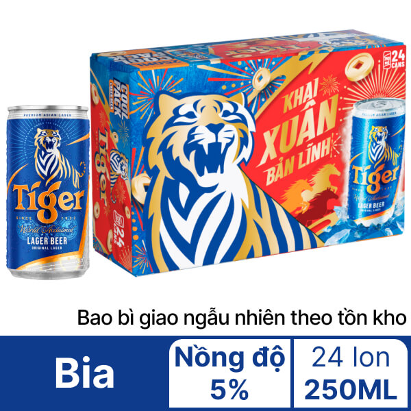 Thùng 24 lon bia Tiger lon 250ml