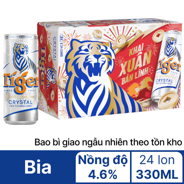 Thùng 24 lon bia Tiger Bạc 330ml