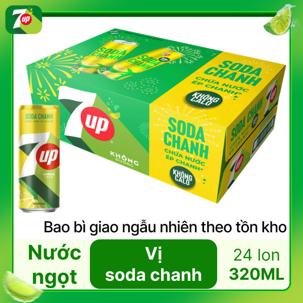 Thùng 24 lon nước ngọt soda chanh 7 Up 320ml