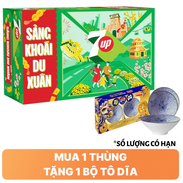 Thùng 24 lon nước ngọt 7 Up chanh 320ml