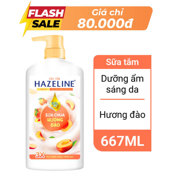 Sữa tắm nâng tông Hazeline hương đào 667ml