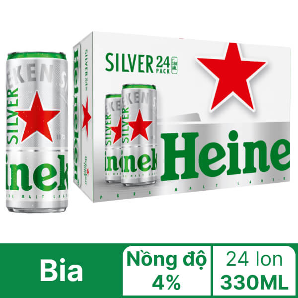 Thùng 24 lon bia Heineken Silver 330ml
