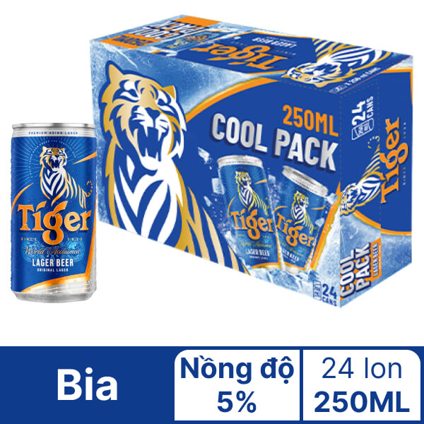 Thùng 24 lon bia Tiger lon 250ml