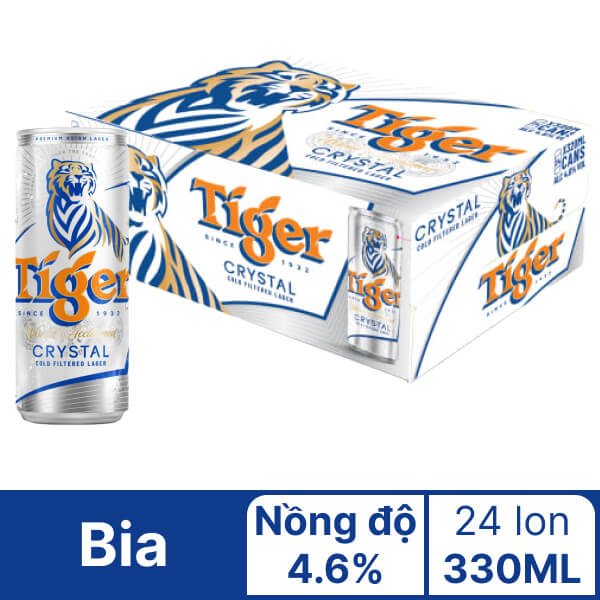 Thùng 24 lon bia Tiger Bạc 330ml