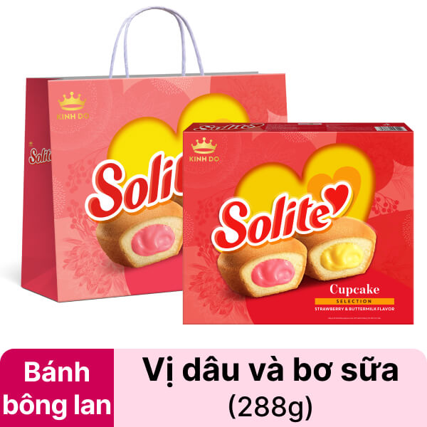 Bánh bông lan tròn vị bơ sữa dâu Solite 288g