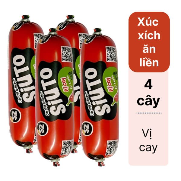 4 cây xúc xích Siuto vị cay Tứ Xuyên S2 Fun 85g