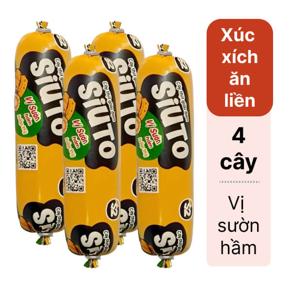 4 cây xúc xích Siuto vị sườn hầm bắp Mỹ S2 Fun 85g