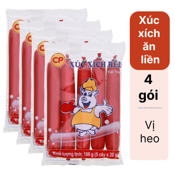 4 gói xúc xích heo tiệt trùng C.P 100g