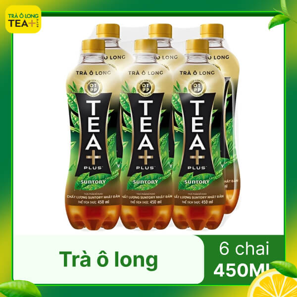 6 chai trà ô long Tea Plus 450ml